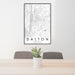 24x36 Dalton Georgia Map Print Portrait Orientation in Classic Style Behind 2 Chairs Table and Potted Plant