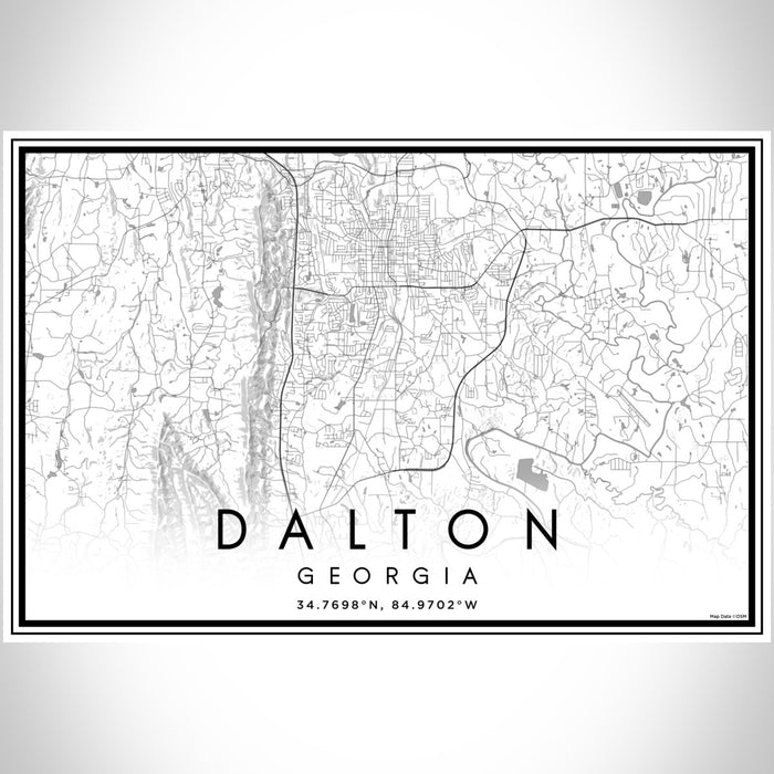 Dalton Georgia Map Print Landscape Orientation in Classic Style With Shaded Background