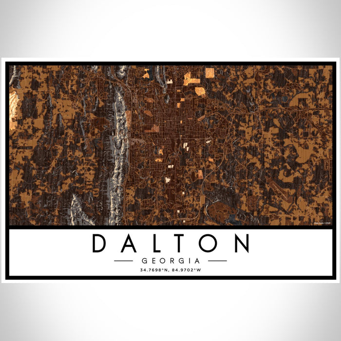 Dalton Georgia Map Print Landscape Orientation in Ember Style With Shaded Background