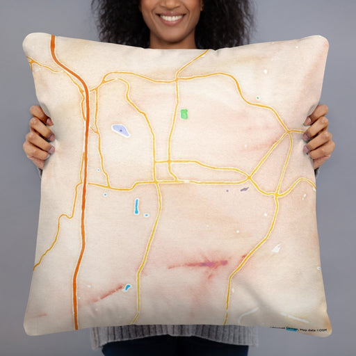 Person holding 22x22 Custom Dalton Georgia Map Throw Pillow in Watercolor