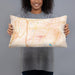 Person holding 20x12 Custom Dalton Georgia Map Throw Pillow in Watercolor