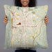 Person holding 22x22 Custom Dalton Georgia Map Throw Pillow in Woodblock