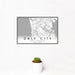 12x18 Daly City California Map Print Landscape Orientation in Classic Style With Small Cactus Plant in White Planter