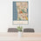 24x36 Daly City California Map Print Portrait Orientation in Woodblock Style Behind 2 Chairs Table and Potted Plant