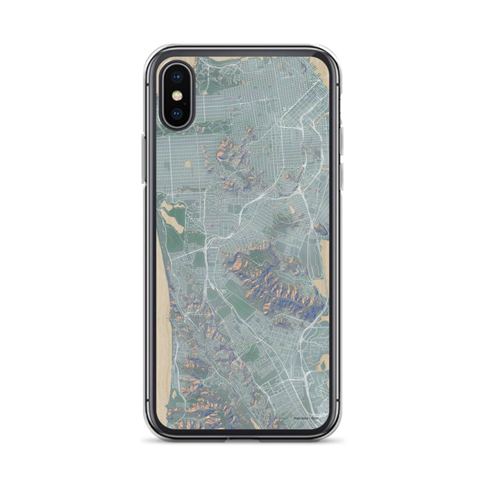 Custom iPhone X/XS Daly City California Map Phone Case in Afternoon