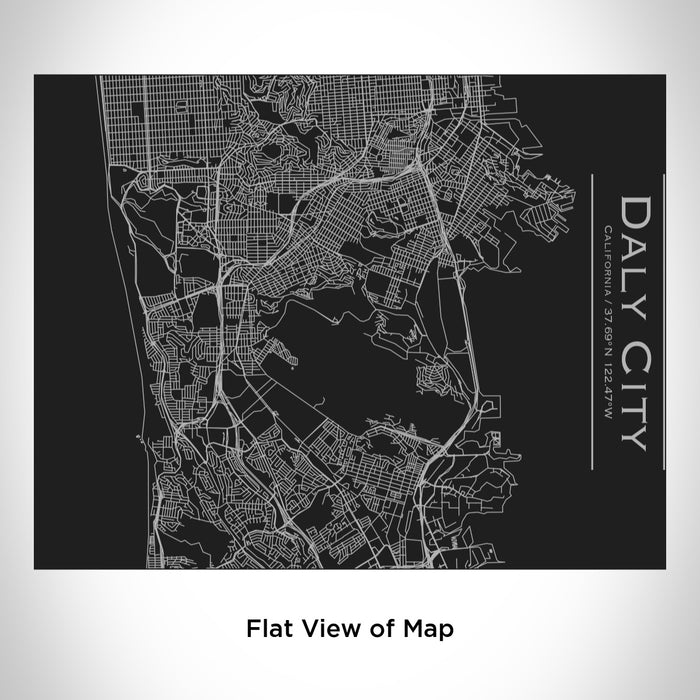 Rendered View of Daly City California Map Engraving on 20oz Stainless Steel Insulated Bottle with Bamboo Top in Black