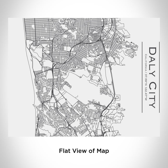 Rendered View of Daly City California Map Engraving on 20oz Stainless Steel Insulated Bottle with Bamboo Top in White