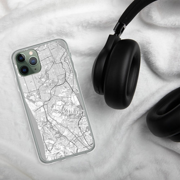 Custom Daly City California Map Phone Case in Classic on Table with Black Headphones