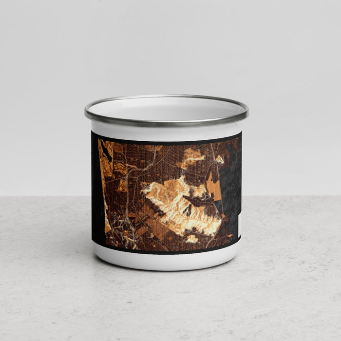 Front View Custom Daly City California Map Enamel Mug in Ember