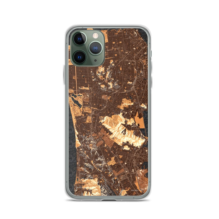 Custom iPhone 11 Pro Daly City California Map Phone Case in Ember