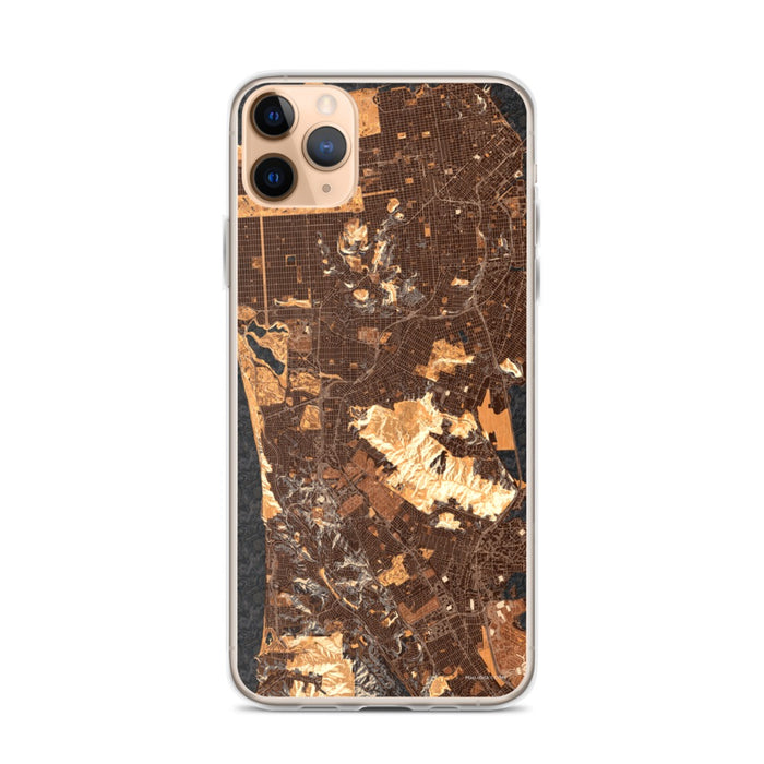Custom iPhone 11 Pro Max Daly City California Map Phone Case in Ember