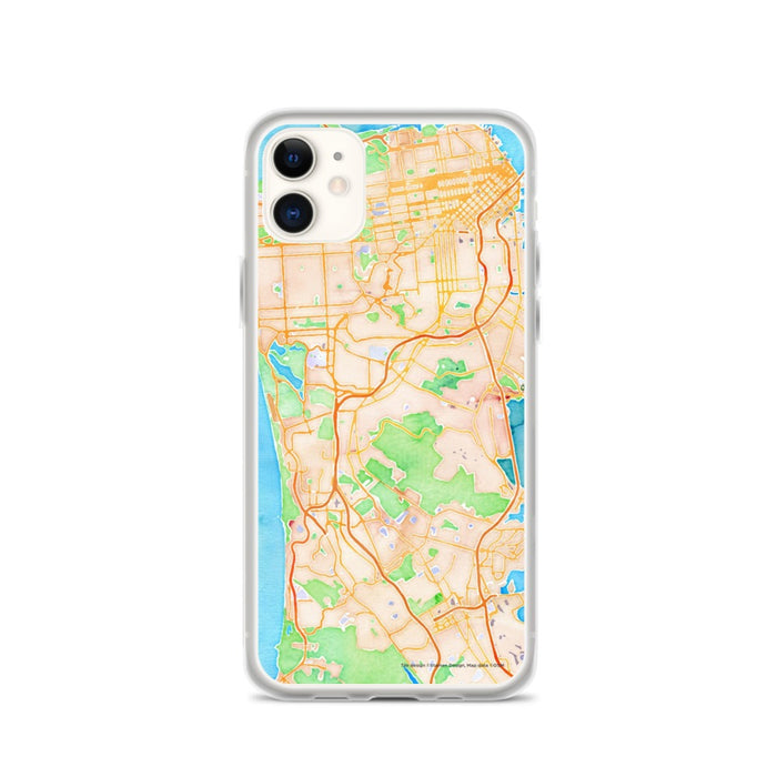 Custom iPhone 11 Daly City California Map Phone Case in Watercolor