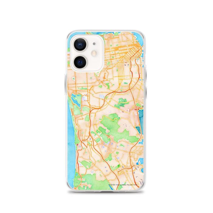 Custom iPhone 12 Daly City California Map Phone Case in Watercolor