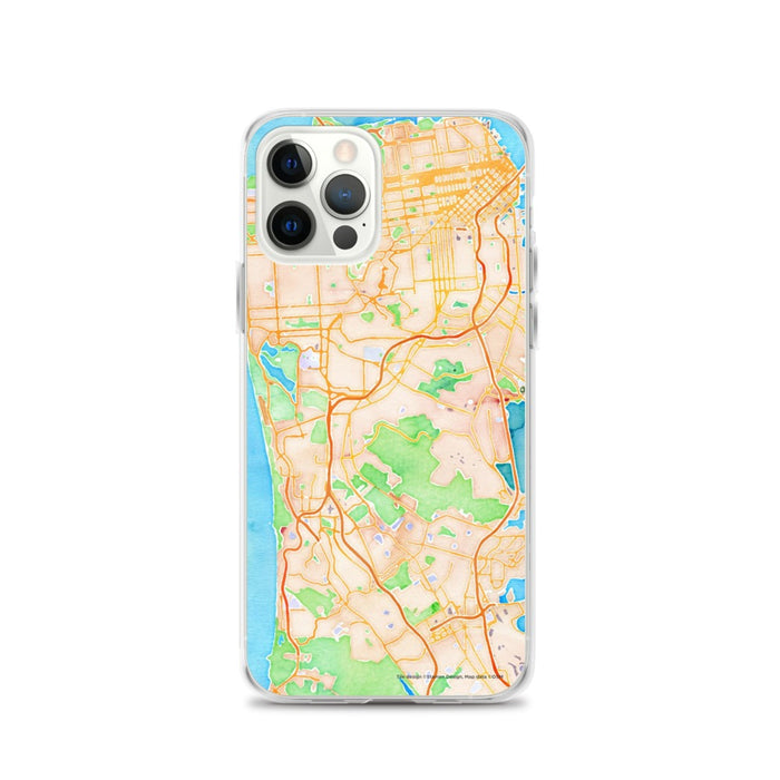Custom iPhone 12 Pro Daly City California Map Phone Case in Watercolor