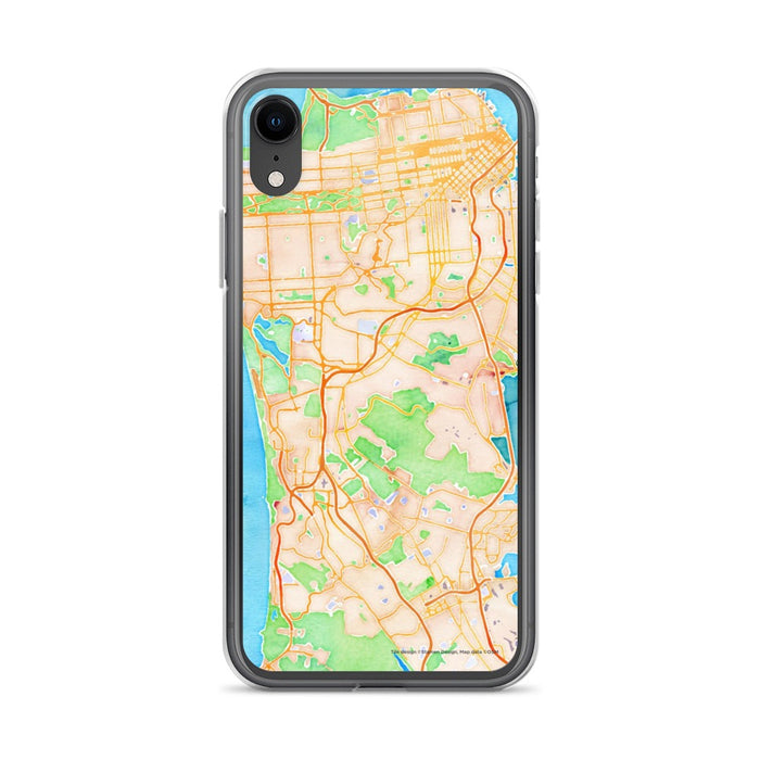 Custom iPhone XR Daly City California Map Phone Case in Watercolor