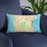Custom Daly City California Map Throw Pillow in Watercolor on Blue Colored Chair