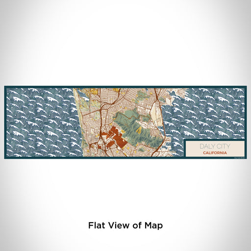 Flat View of Map Custom Daly City California Map Enamel Mug in Woodblock