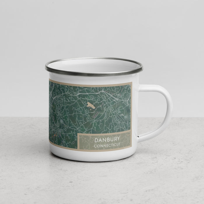 Right View Custom Danbury Connecticut Map Enamel Mug in Afternoon