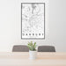 24x36 Danbury Connecticut Map Print Portrait Orientation in Classic Style Behind 2 Chairs Table and Potted Plant