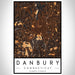 Danbury Connecticut Map Print Portrait Orientation in Ember Style With Shaded Background