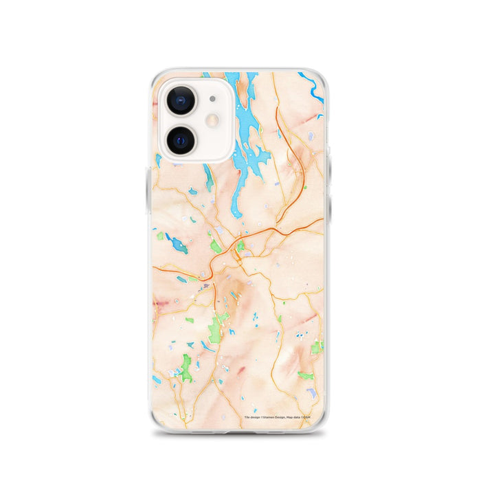 Custom Danbury Connecticut Map iPhone 12 Phone Case in Watercolor