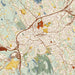 Danbury Connecticut Map Print in Woodblock Style Zoomed In Close Up Showing Details