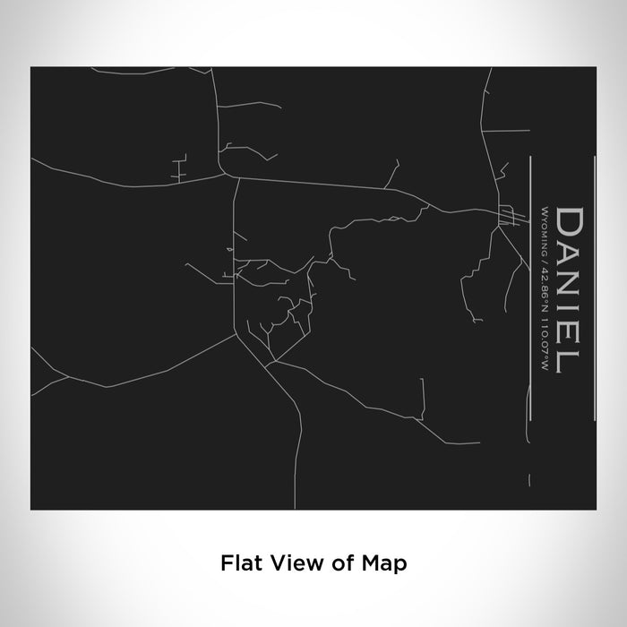 Rendered View of Daniel Wyoming Map Engraving on 20oz Stainless Steel Insulated Bottle with Bamboo Top in Black