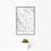 12x18 Danville California Map Print Portrait Orientation in Classic Style With Small Cactus Plant in White Planter