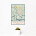 12x18 Darien Georgia Map Print Portrait Orientation in Woodblock Style With Small Cactus Plant in White Planter