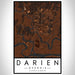 Darien Georgia Map Print Portrait Orientation in Ember Style With Shaded Background