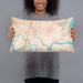 Person holding 20x12 Custom Darien Georgia Map Throw Pillow in Watercolor