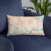 Custom Darien Georgia Map Throw Pillow in Watercolor on Blue Colored Chair