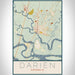 Darien Georgia Map Print Portrait Orientation in Woodblock Style With Shaded Background