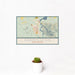 12x18 Darrington Washington Map Print Landscape Orientation in Woodblock Style With Small Cactus Plant in White Planter