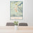 24x36 Darrington Washington Map Print Portrait Orientation in Woodblock Style Behind 2 Chairs Table and Potted Plant