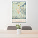 24x36 Darrington Washington Map Print Portrait Orientation in Woodblock Style Behind 2 Chairs Table and Potted Plant