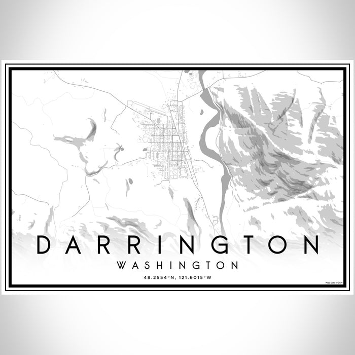 Darrington Washington Map Print Landscape Orientation in Classic Style With Shaded Background