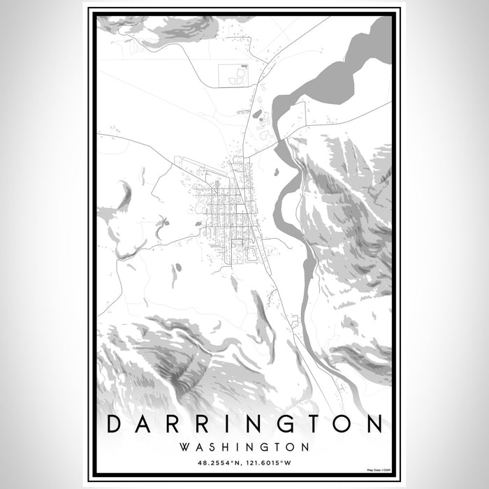 Darrington Washington Map Print Portrait Orientation in Classic Style With Shaded Background