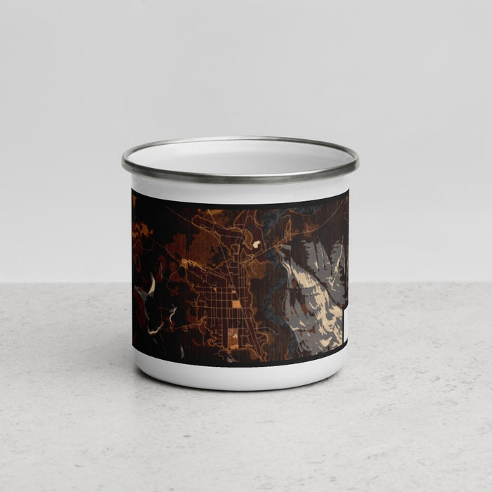 Front View Custom Darrington Washington Map Enamel Mug in Ember