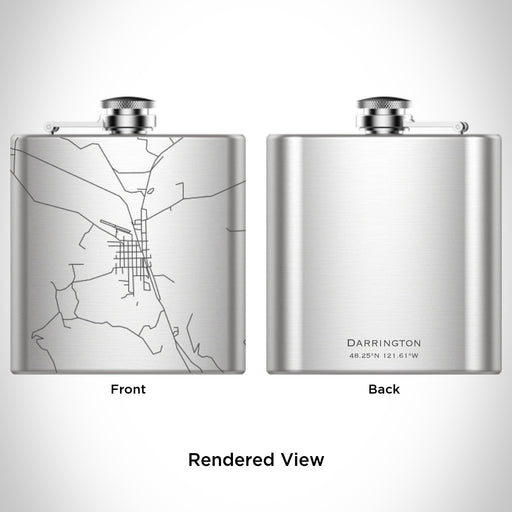 Rendered View of Darrington Washington Map Engraving on 6oz Stainless Steel Flask