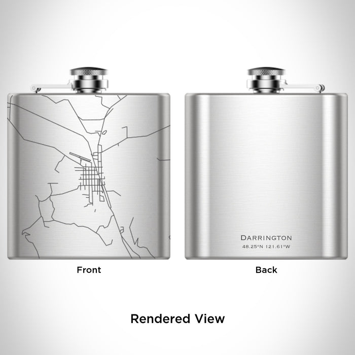 Rendered View of Darrington Washington Map Engraving on 6oz Stainless Steel Flask