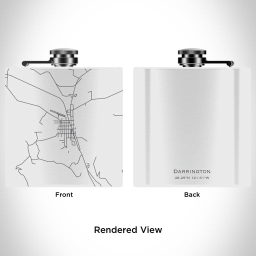Rendered View of Darrington Washington Map Engraving on 6oz Stainless Steel Flask in White
