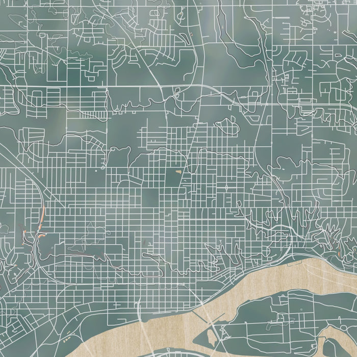 Davenport Iowa Map Print in Afternoon Style Zoomed In Close Up Showing Details