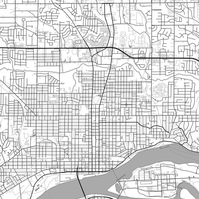Davenport Iowa Map Print in Classic Style Zoomed In Close Up Showing Details