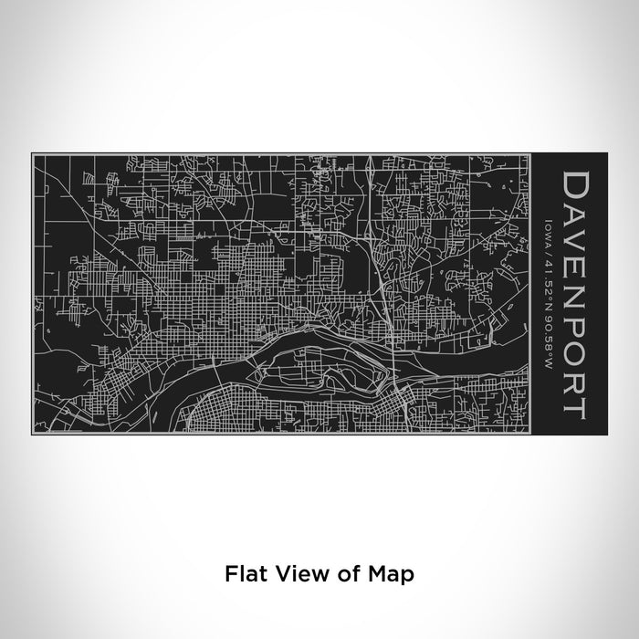 Rendered View of Davenport Iowa Map Engraving on 17oz Stainless Steel Insulated Cola Bottle in Black