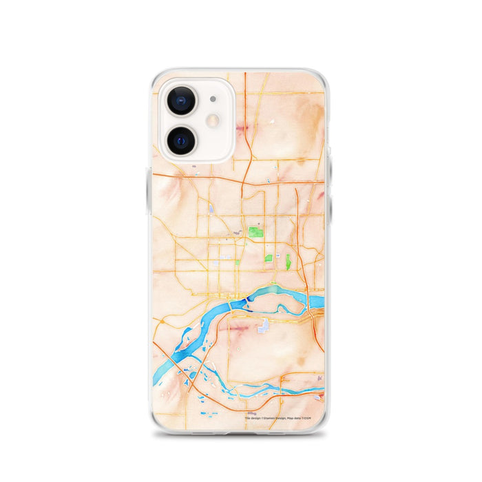 Custom Davenport Iowa Map iPhone 12 Phone Case in Watercolor