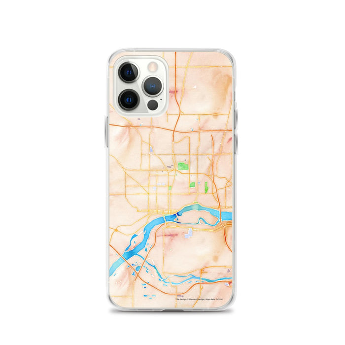 Custom Davenport Iowa Map iPhone 12 Pro Phone Case in Watercolor