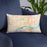 Custom Davenport Iowa Map Throw Pillow in Watercolor on Blue Colored Chair