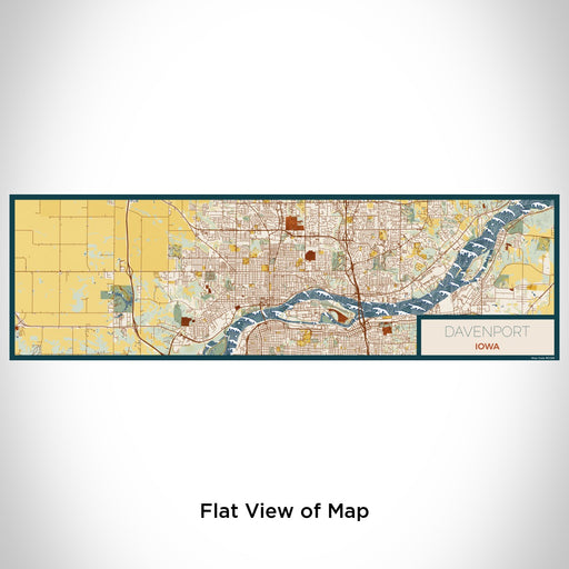 Flat View of Map Custom Davenport Iowa Map Enamel Mug in Woodblock