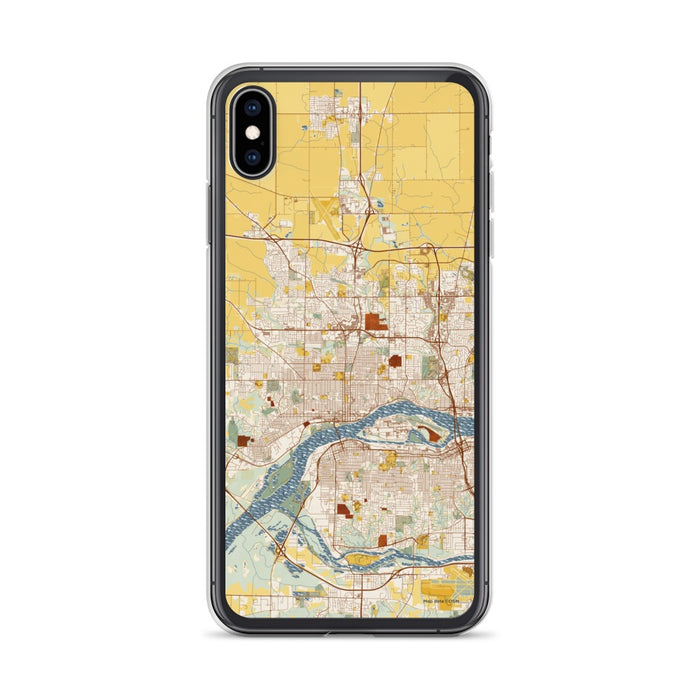 Custom Davenport Iowa Map Phone Case in Woodblock